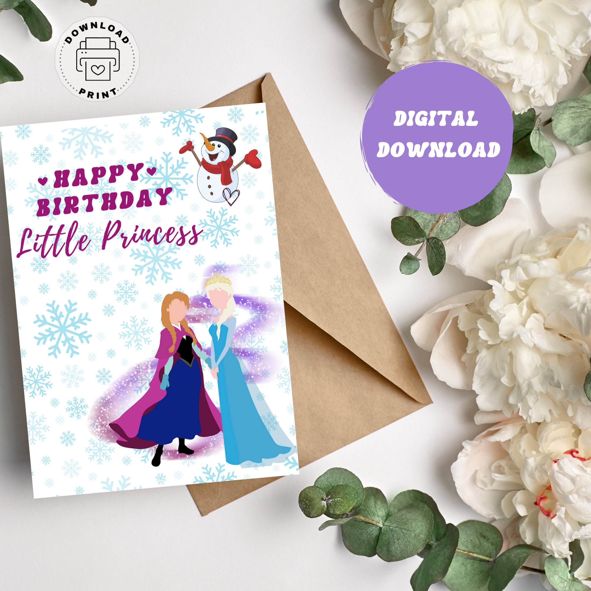 Disney Birthday Card, Princess Birthday Card, Printable Birthday Card ...