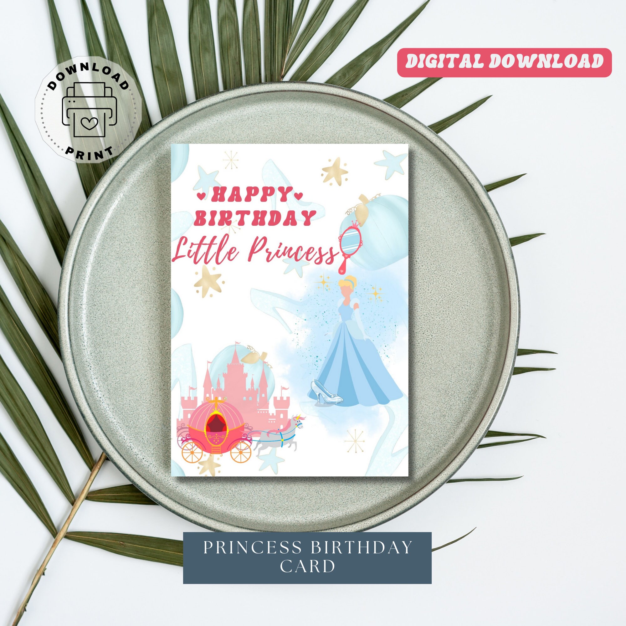 Disney Birthday Card, Princess Birthday Card, Printable Birthday Card ...