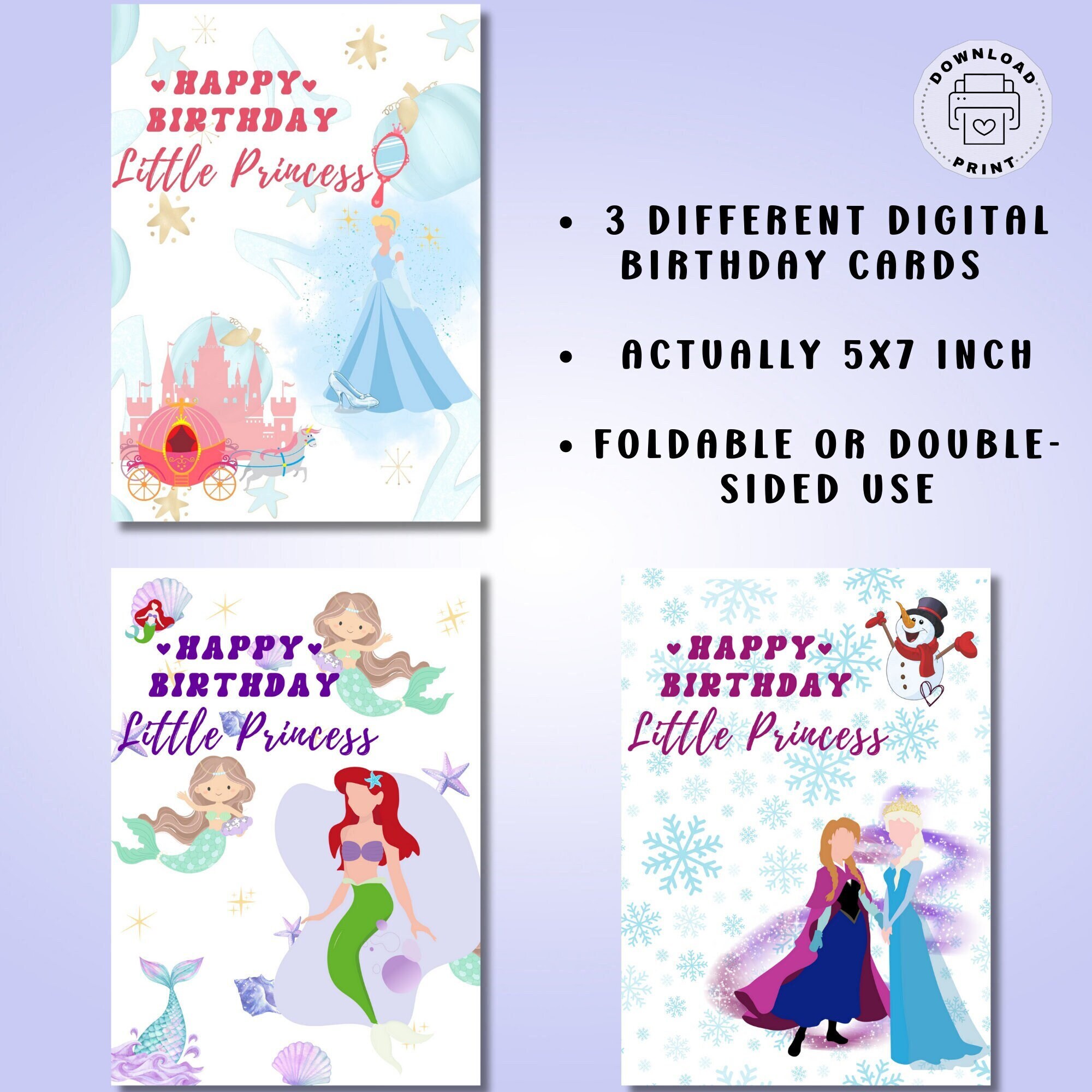 Disney Birthday Card, Princess Birthday Card, Printable Birthday Card ...