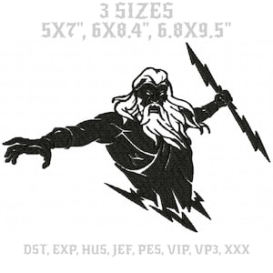 Zeus Embroidery Design, Greek Mythology, Greek God, 3 sizes