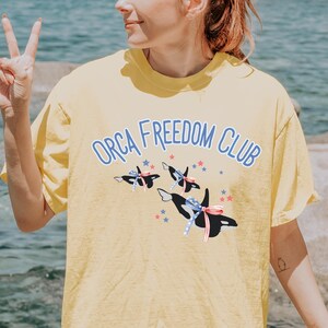 4Th Of July Orca T Shirt 4Th Of July Shirt Woman Orca Shirt Orcas 4Th Of July Tshirt Ocean Inspired Style Oceancore Fourth Of July T Shirt