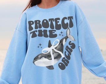 Save The Ocean Orca Beachy Sweatshirt, Ocean Inspired Style, Teenage Girl Gifts, Ecology Gifts, Ocean Beach Hoodie, Coconut Girl Clothing