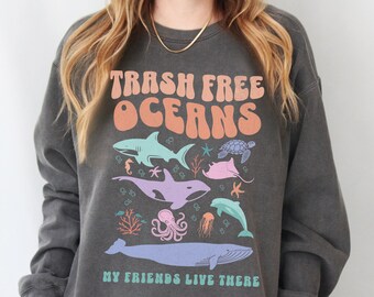 Pastel Ocean Animal Sweatshirt Beachy Sweatshirt Ocean Inspired Style Coconut Girl Clothes Mermaidcore Crewneck Summer Sweatshirt Beach Gift