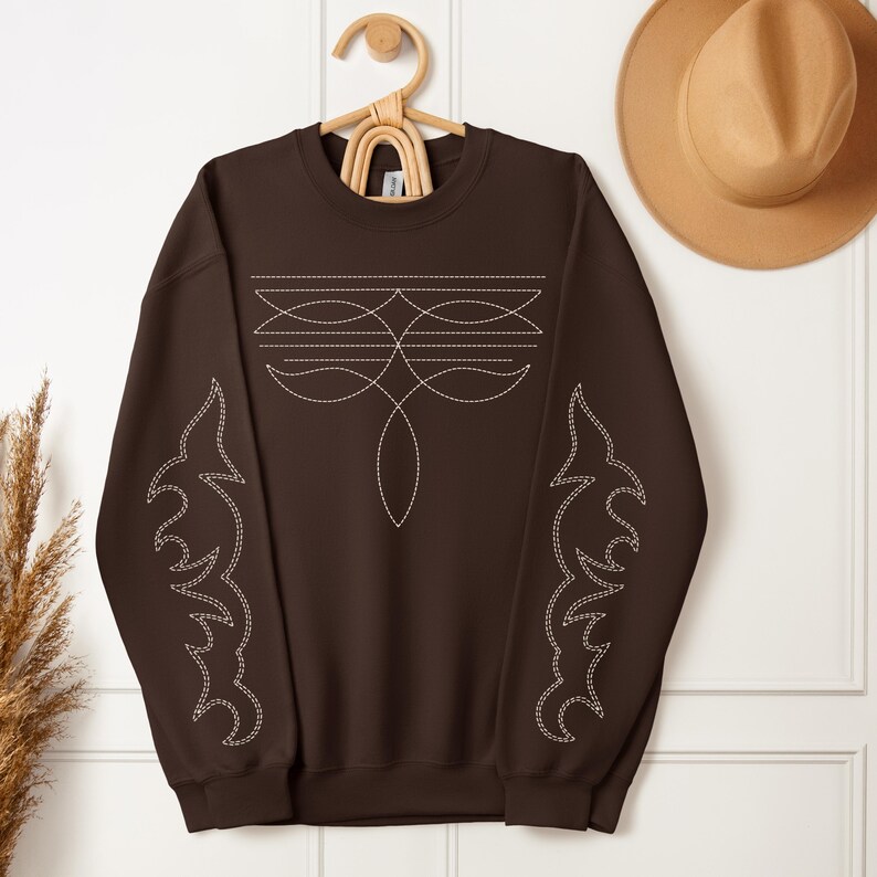 Boot Stitch Western Sweatshirt Cowgirl Sweatshirt Western Clothing Music Festival Outfit Equestrian Gifts Western Boho Horse Rider Gift image 2