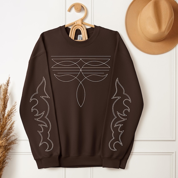 Boot Stitch Western Sweatshirt Cowgirl Sweatshirt Western Clothing Music Festival Outfit Equestrian Gifts Western Boho Horse Rider Gift