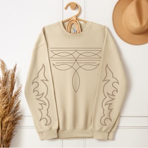 Boot Stitch Western Sweatshirt Cowgirl Sweatshirt Western Clothing Music Festival Outfit Equestrian Gifts Western Boho Horse Rider Gift image 4