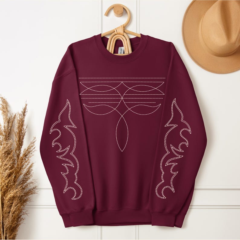 Boot Stitch Western Sweatshirt Cowgirl Sweatshirt Western Clothing Music Festival Outfit Equestrian Gifts Western Boho Horse Rider Gift image 5