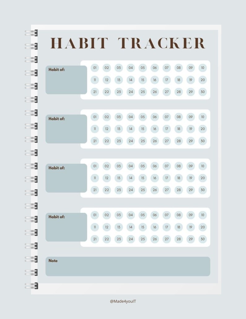 Minimalist Printable Habit Tracker A4, Daily Routine Tracker, - Etsy