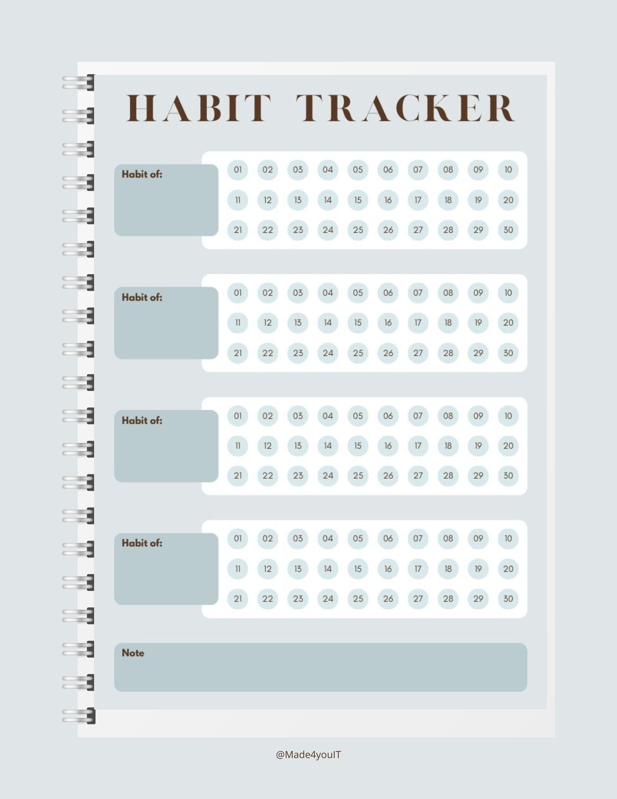 Minimalist Printable Habit Tracker A4, Daily Routine Tracker, - Etsy