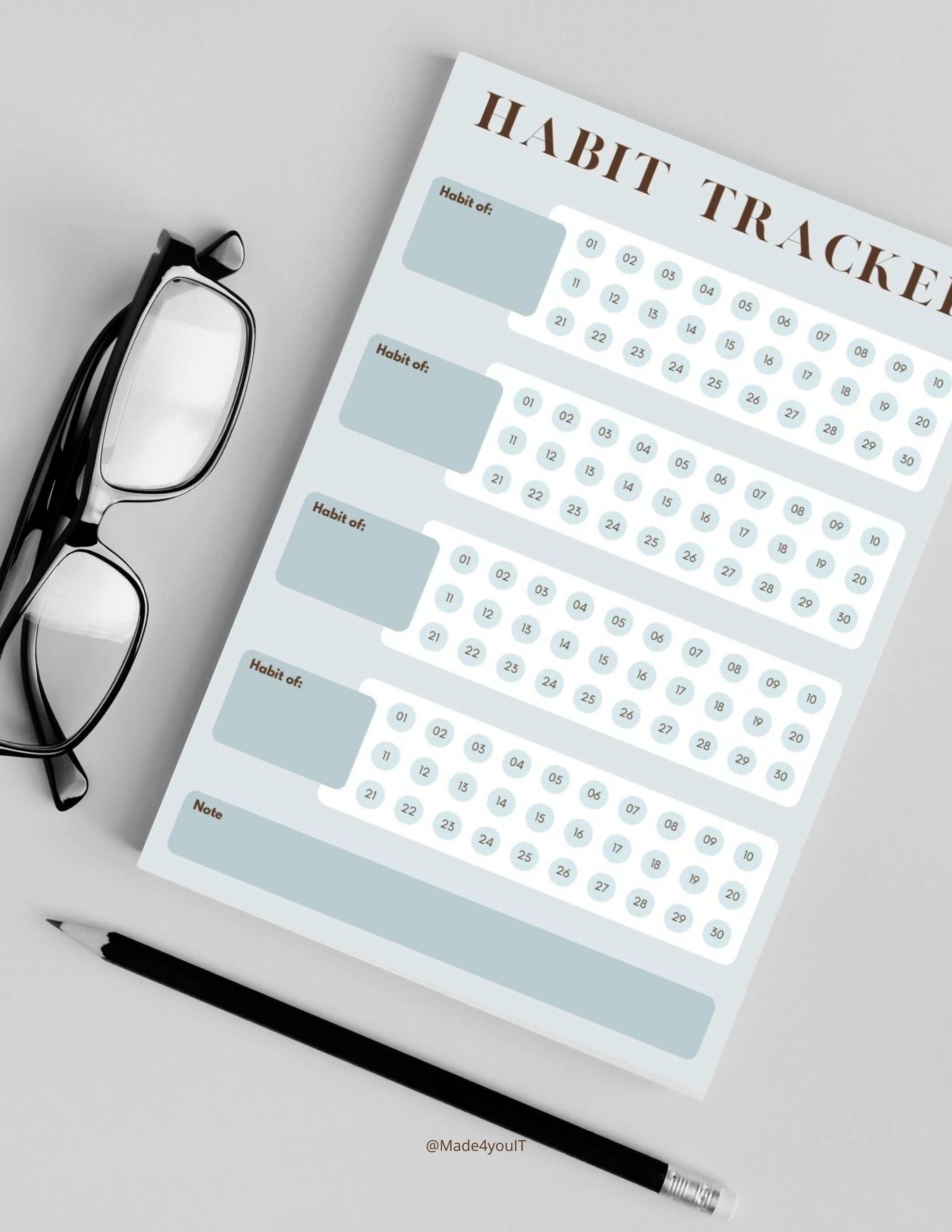 Minimalist Printable Habit Tracker A4, Daily Routine Tracker, - Etsy