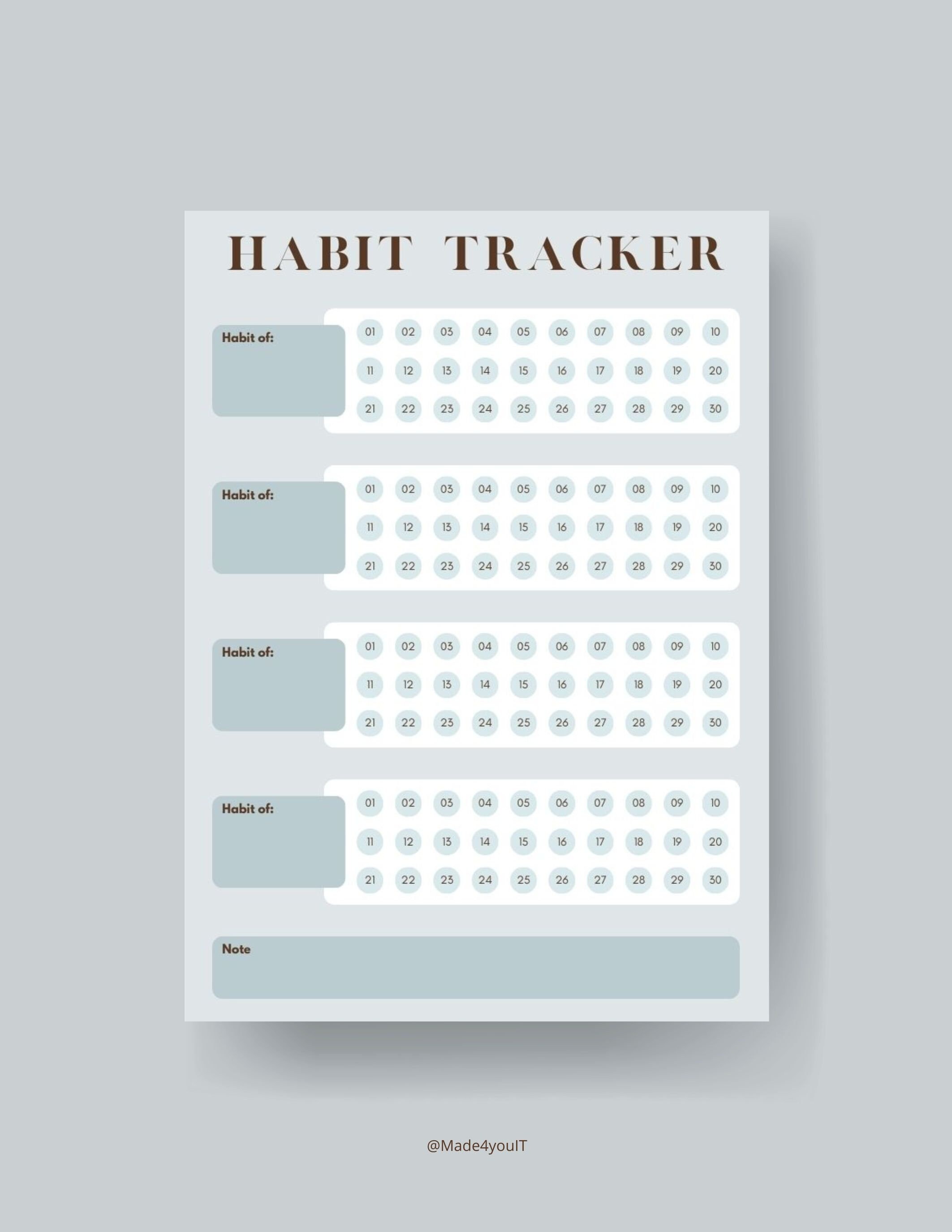 Minimalist Printable Habit Tracker A4, Daily Routine Tracker, - Etsy