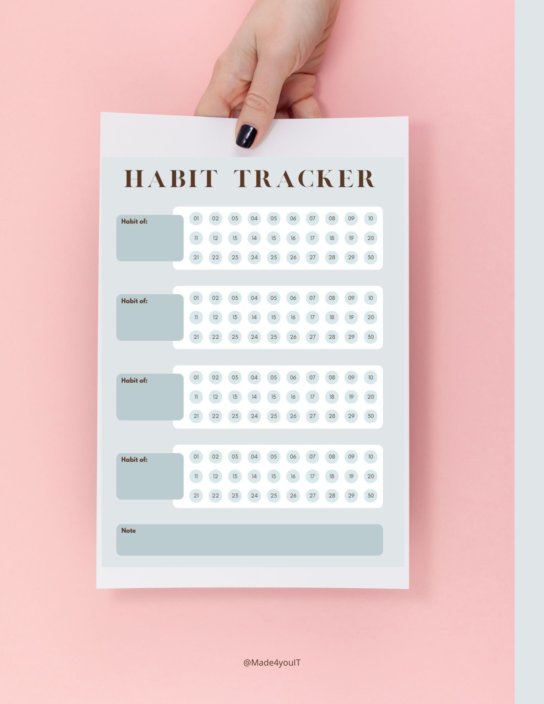 Minimalist Printable Habit Tracker A4, Daily Routine Tracker, - Etsy