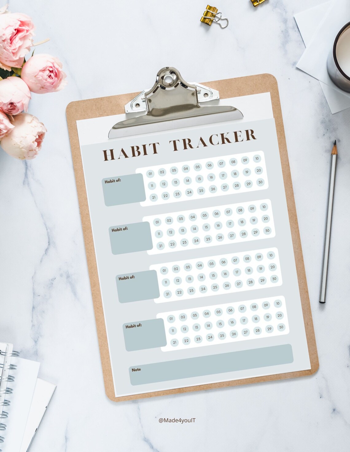 Minimalist Printable Habit Tracker A4, Daily Routine Tracker, - Etsy