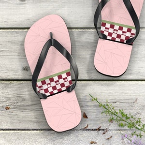 Anime Inspired Flip Flops: Green & Black Checkered Sandals