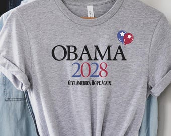 Obama 2028 Unisex Cotton T-Shirt - Hope Slogan