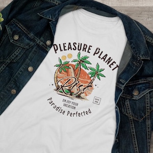 Risa Vacation Shirt, Risa Souvenir T Shirt, Nerdy Shirt, Funny Geeky T-Shirt, Pleasure Planet Risa, Bella + Canvas 6400 Premium Tee
