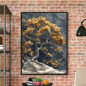 Framed Tree Stone Wall Art: Sunset Canvas Print
