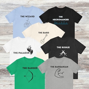 Group Halloween Adventurer T Shirts, Halloween Party Costume Shirts, Role Play Class T-Shirts, Trick or Treat Cosplay Gaming Costume  Shirts