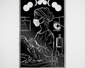 Surgical Technologist Tarot Card Sticker, Scrub Tech Astrology Zodiac Sticker, Surgical Tech Gift, Surg Tech, Operating Room, OR Tech