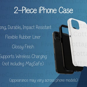 iPhone Case Mockup: 2-Piece Tough Phone Case Information Chart (JPG & PNG)