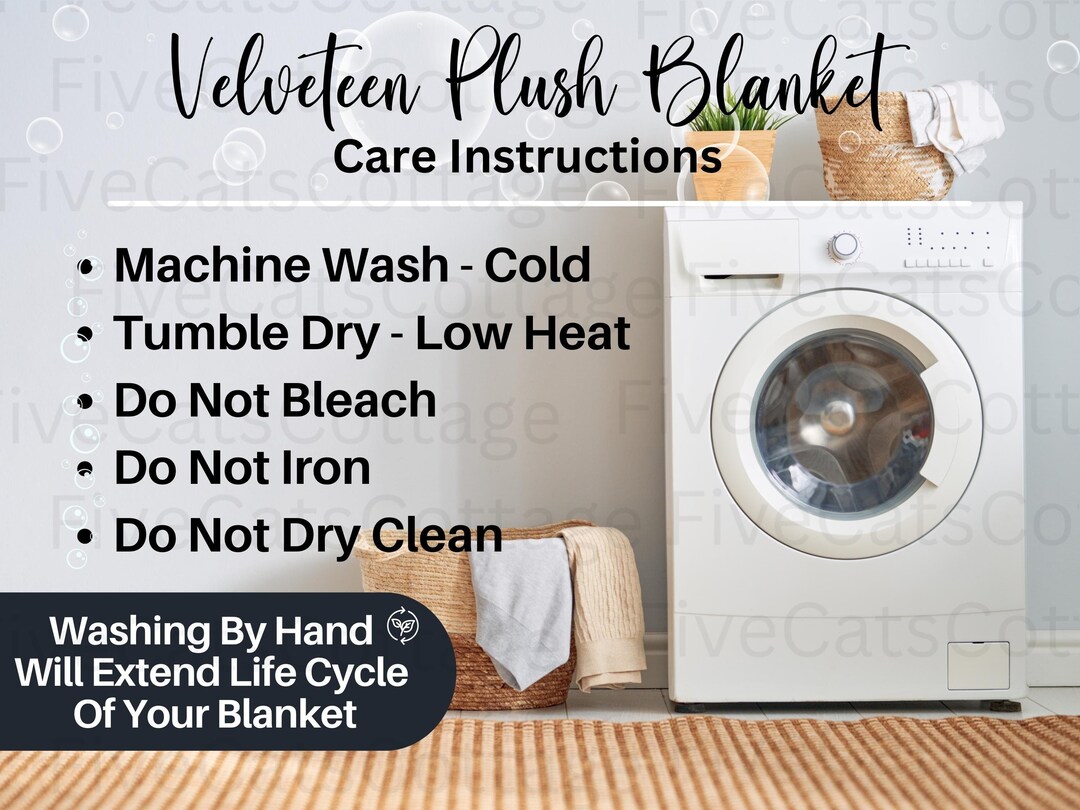 Velveteen Plush Blanket Washing Instructions, Plush Blanket Mockup