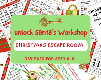 Christmas escape room for kids under 10, Santa escape room, Christmas escape room family, Christmas escape room printable