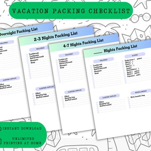 Urlaubs Packliste für Kinder, Kinder Camping Packliste, Familienurlaub, Kreuzfahrt Packliste, druckbare Packliste