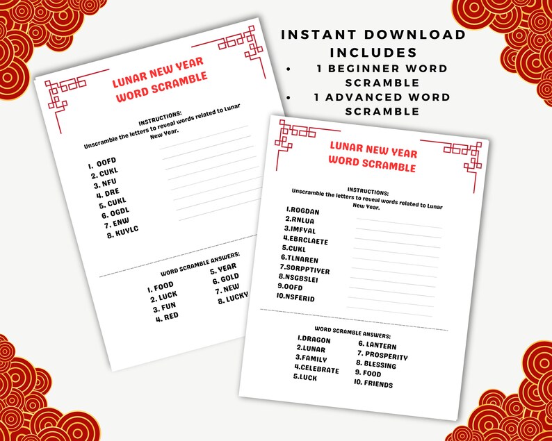 fu worksheet chinese new year
