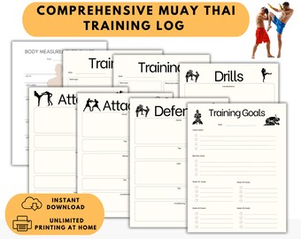 Muay Thai Training Log, Martial Arts Journal, Martial Arts Training Log, Kickboxing Training Journal