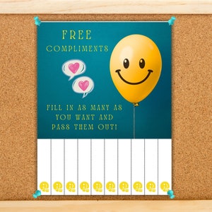 Werknemerswaardering, Random Acts of Kindness-kaarten, Schrijf je eigen complimenten Tearoff-flyers, Verspreid positiviteit en vriendelijkheid