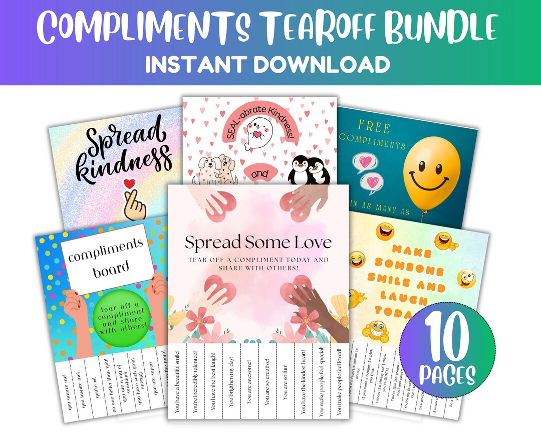 Compliments Tearoff Flyers Bundle: Kindness Printable (digital Download ...