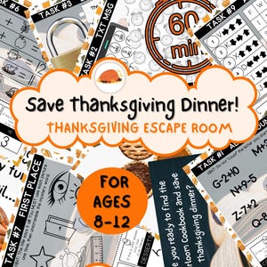 Thanksgiving escape rooms for kids ages 8 to 12, Escape room and scavenger hunt, Family activity for Thanksgiving, Escape room for kids