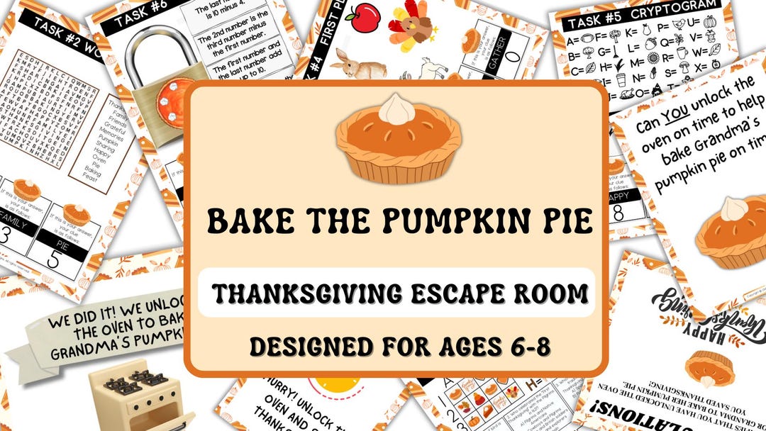 Printable Thanksgiving Escape Room Game for Kids Ages 6–8, Thanksgiving ...