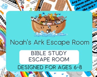 Noah's Ark Escape Room: Printable Bible Game, Ages 6-8, Printable Bible escape room activity, Kindergarten, 1st grade escape room