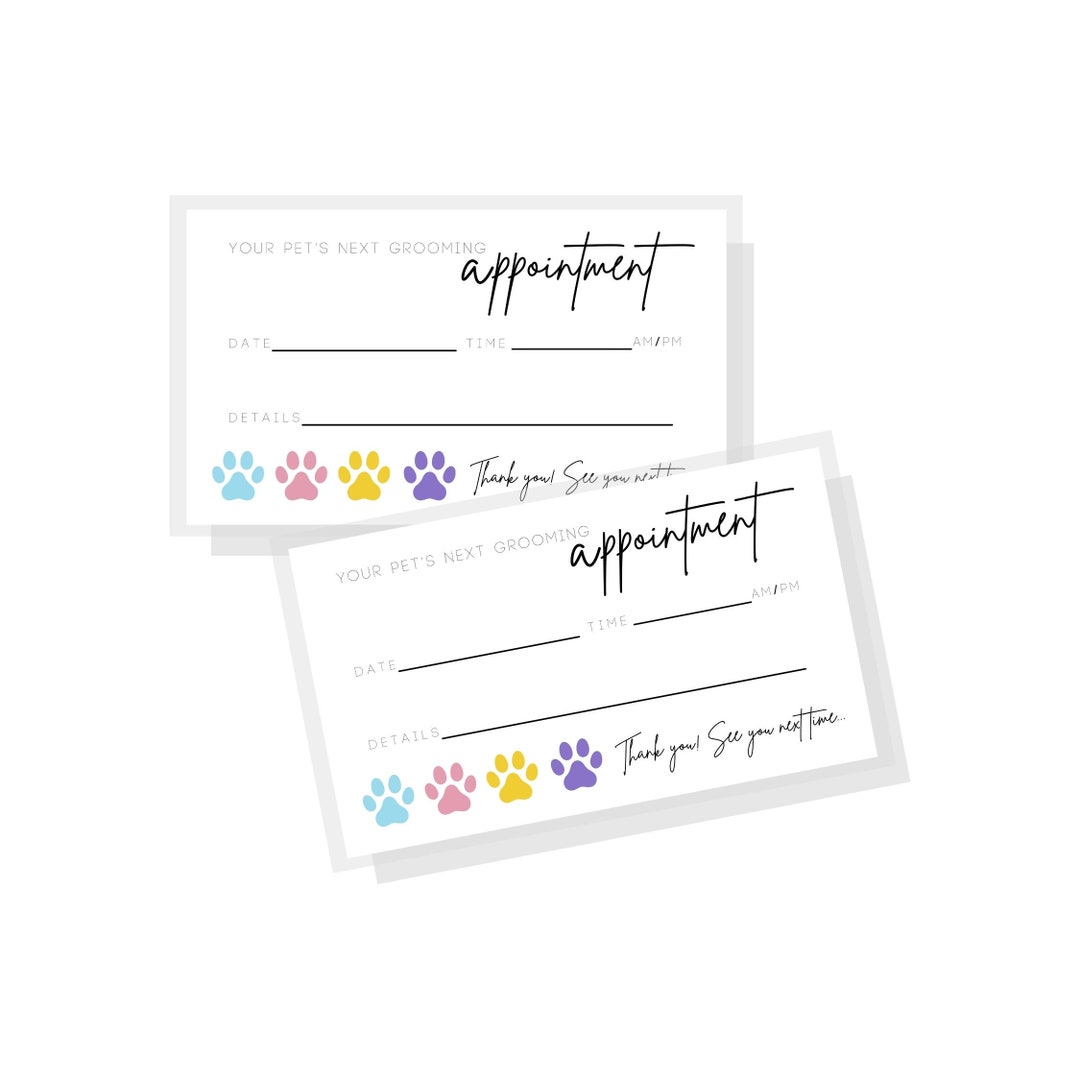 Pet Grooming Appointment Reminder Cards 50 Pack Business Etsy