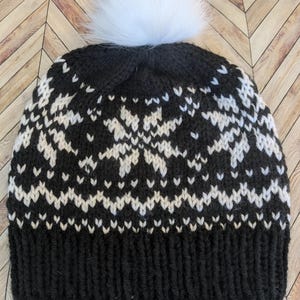 Patroon sneeuwvlokbeanie gebreid