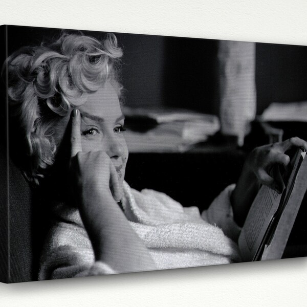 Marilyn Monroe Kunst Leinwand, Marilyn w / Weiß Bademantel B & W Poster, Marilyn Monroe Leinwand Wandkunst, Marilyn Monroe Leinwand fertig zum Aufhängen