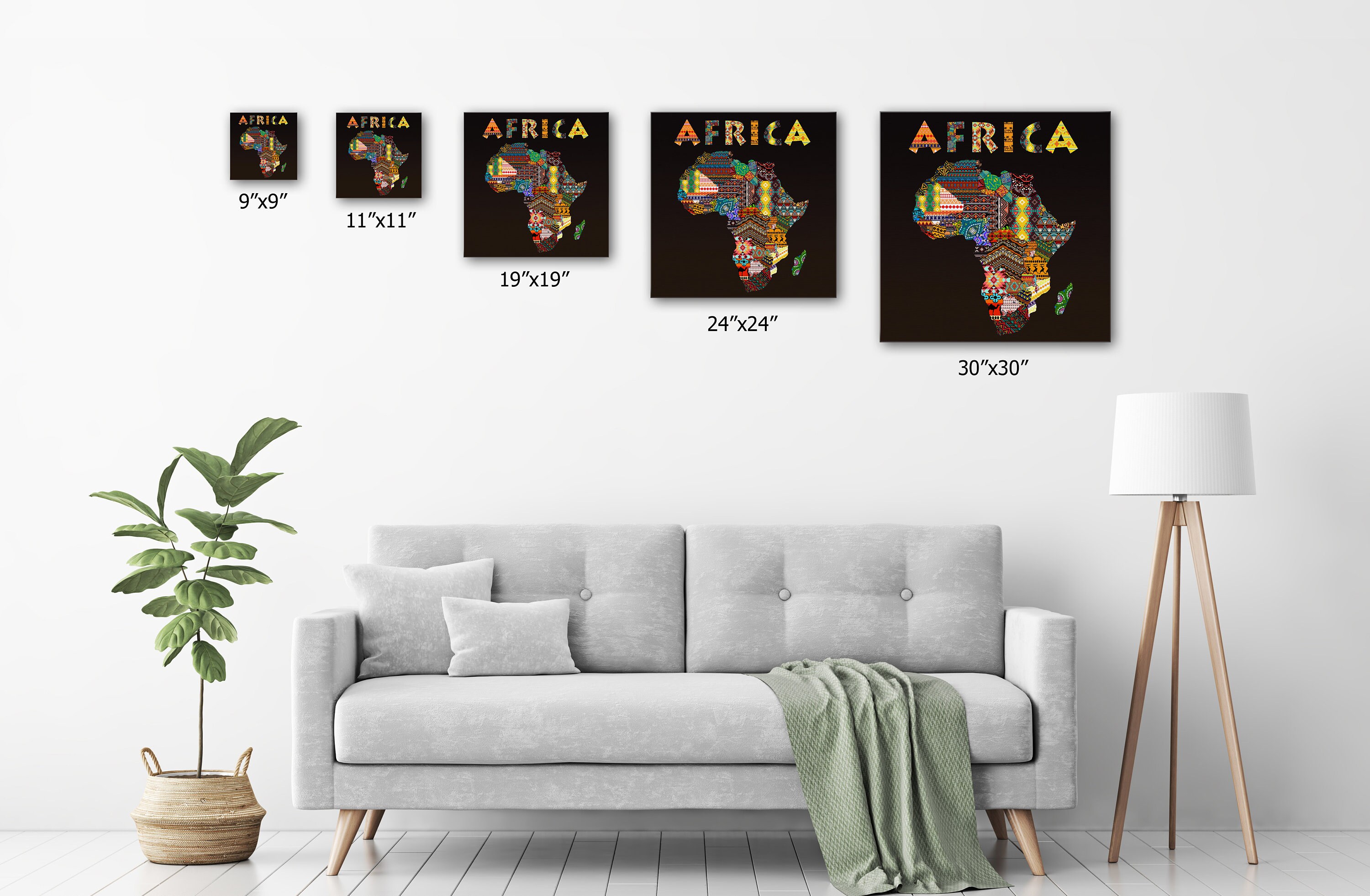 African Art Canvas Map of Africa Traditional Patterns Art Poster Canvas 
