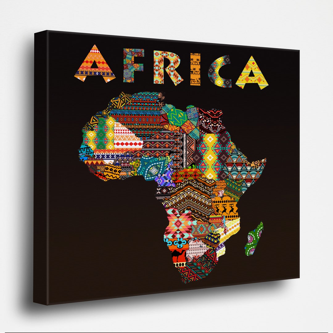 African Art Canvas Map of Africa Traditional Patterns Art Poster Canvas 