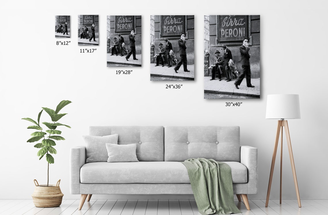 Men in a Street of Napoli Canvas Wall Art, Italy Vintage Photo Print