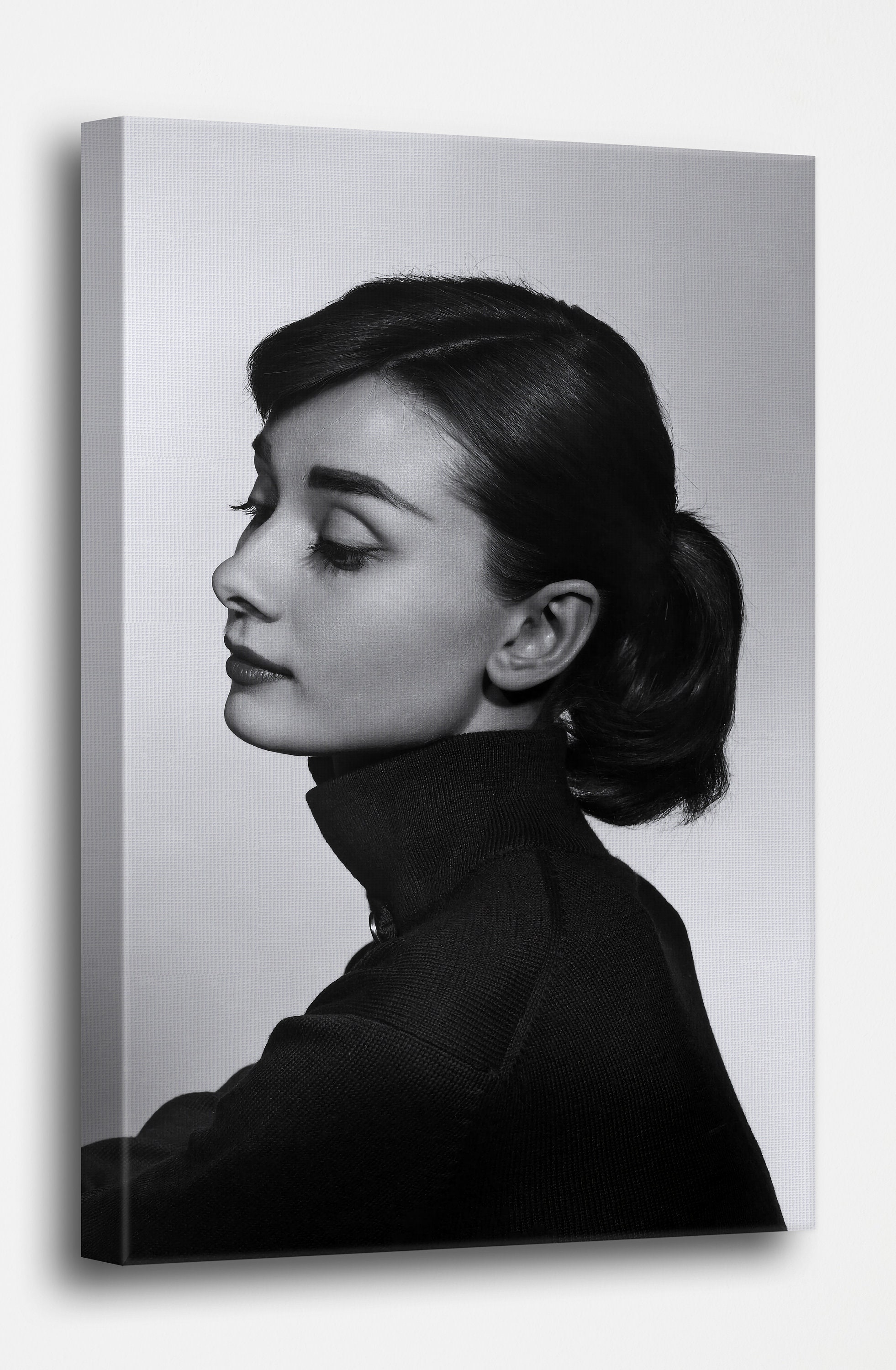 Audrey Hepburn Canvas Wall Art, Audrey Hepburn Black and White Canvas Wall Decor