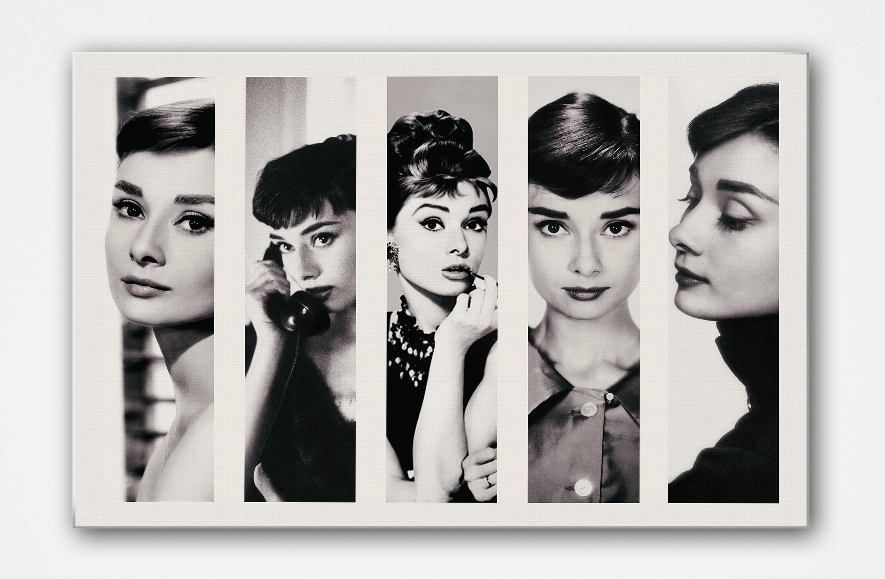 Audrey Hepburn Canvas Wall Art, Audrey Hepburn Black and White Canvas Wall Decor