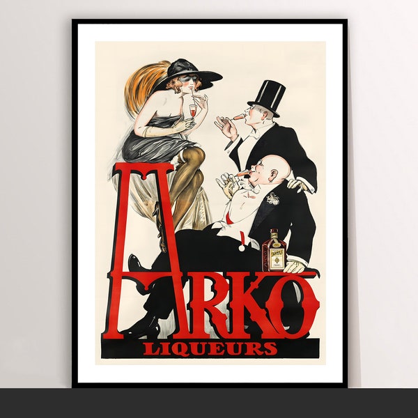 Arko Liqueurs Vintage Food&Drink Poster - Art Deco, Canvas Print, Gift Idea, Print Buy 2 Get 1 Free