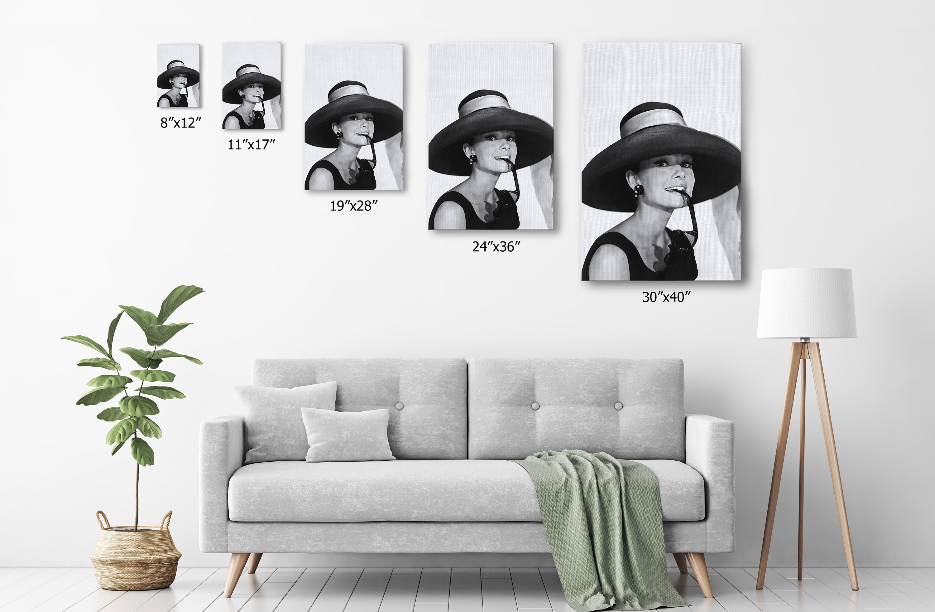 Audrey Hepburn Canvas Wall Art, Audrey Hepburn Black and White Canvas Wall Decor