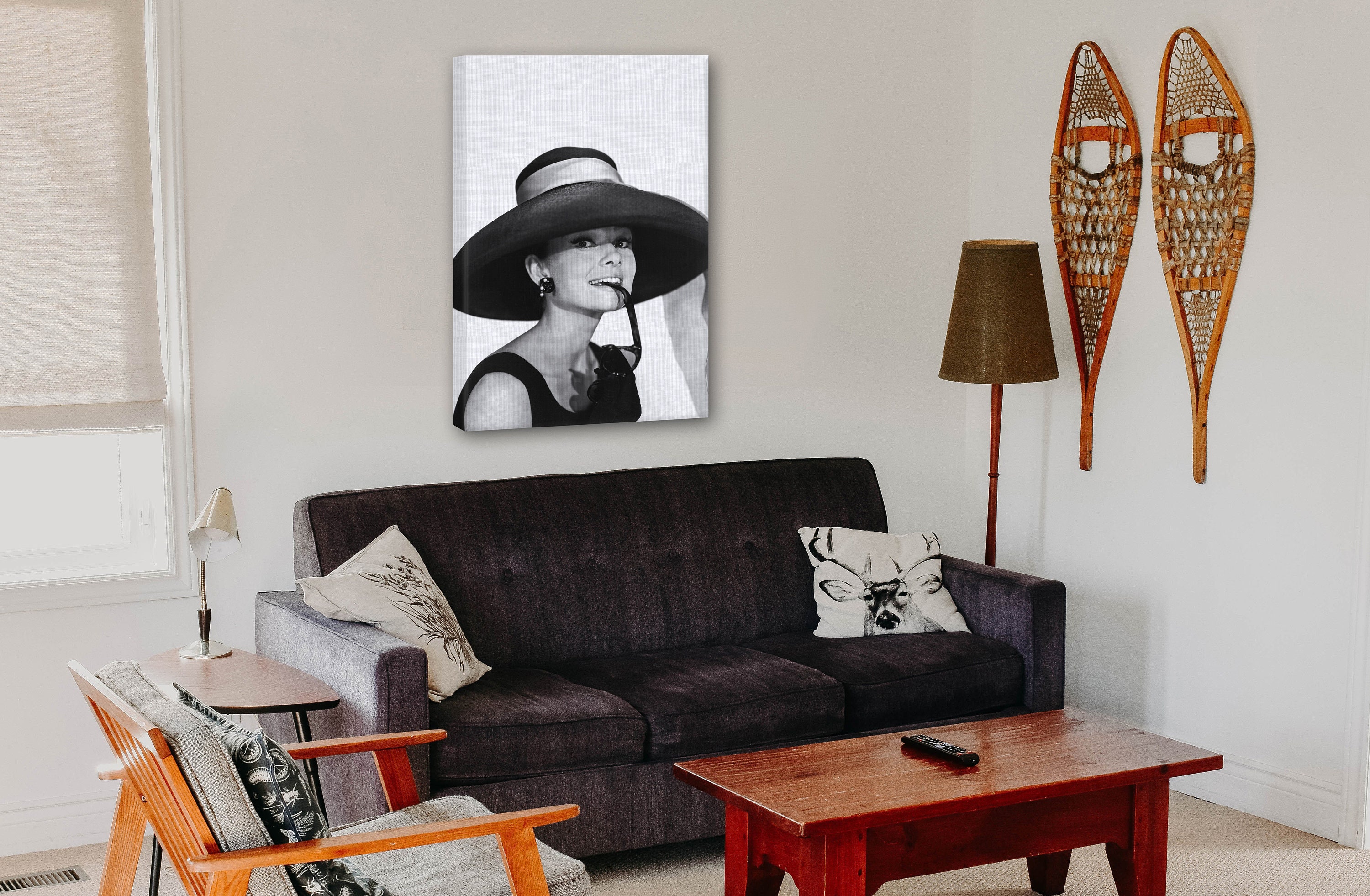 Audrey Hepburn Canvas Wall Art, Audrey Hepburn Black and White Canvas Wall Decor