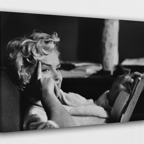 Marilyn Monroe Art Canvas,  Marilyn w/ White Bath Robe B&W Poster, Marilyn Monroe Canvas Wall Art, Marilyn Monroe Canvas Ready to Hang