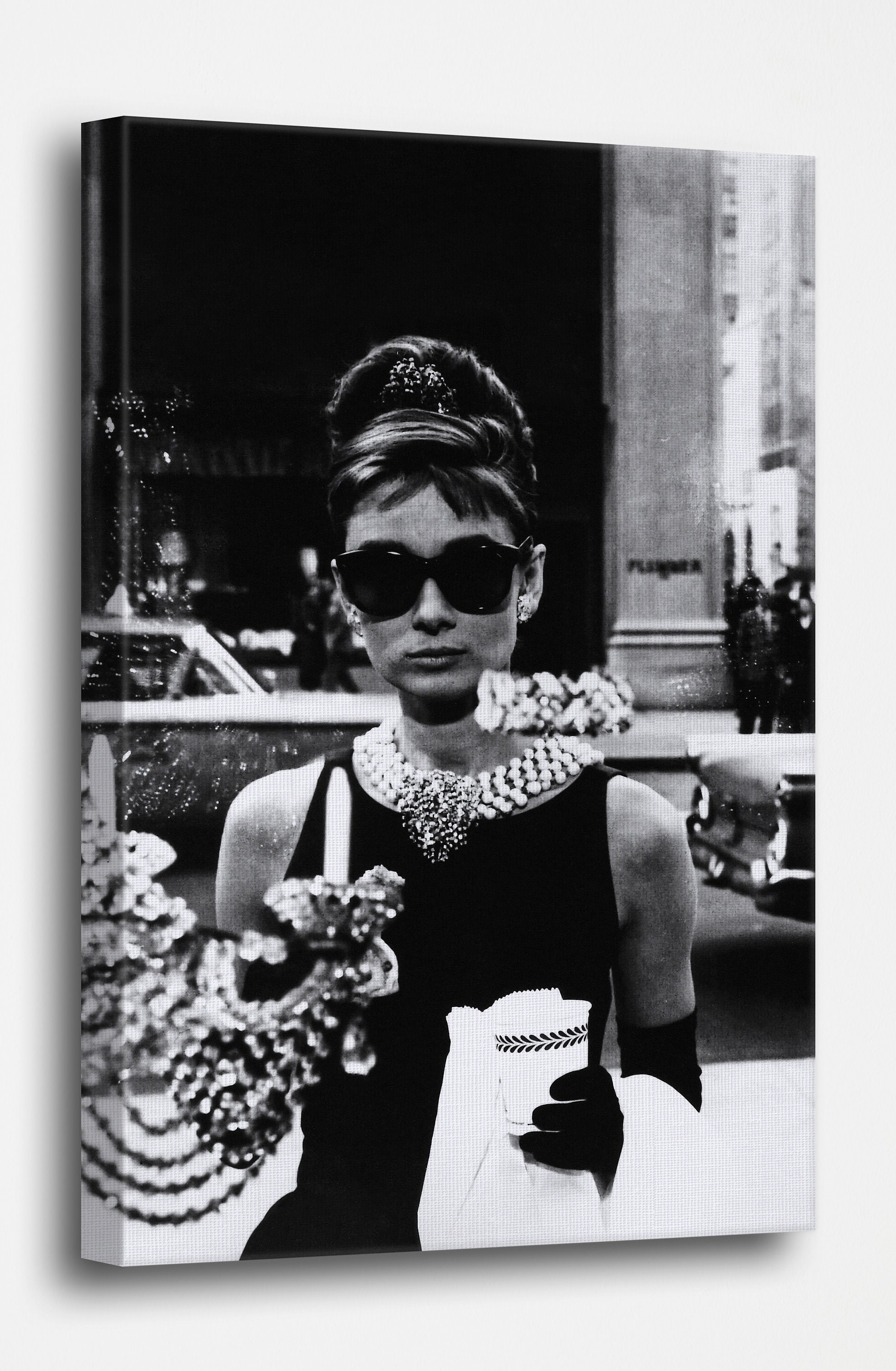 Audrey Hepburn Canvas Wall Art, Audrey Hepburn Black and White Canvas Wall Decor