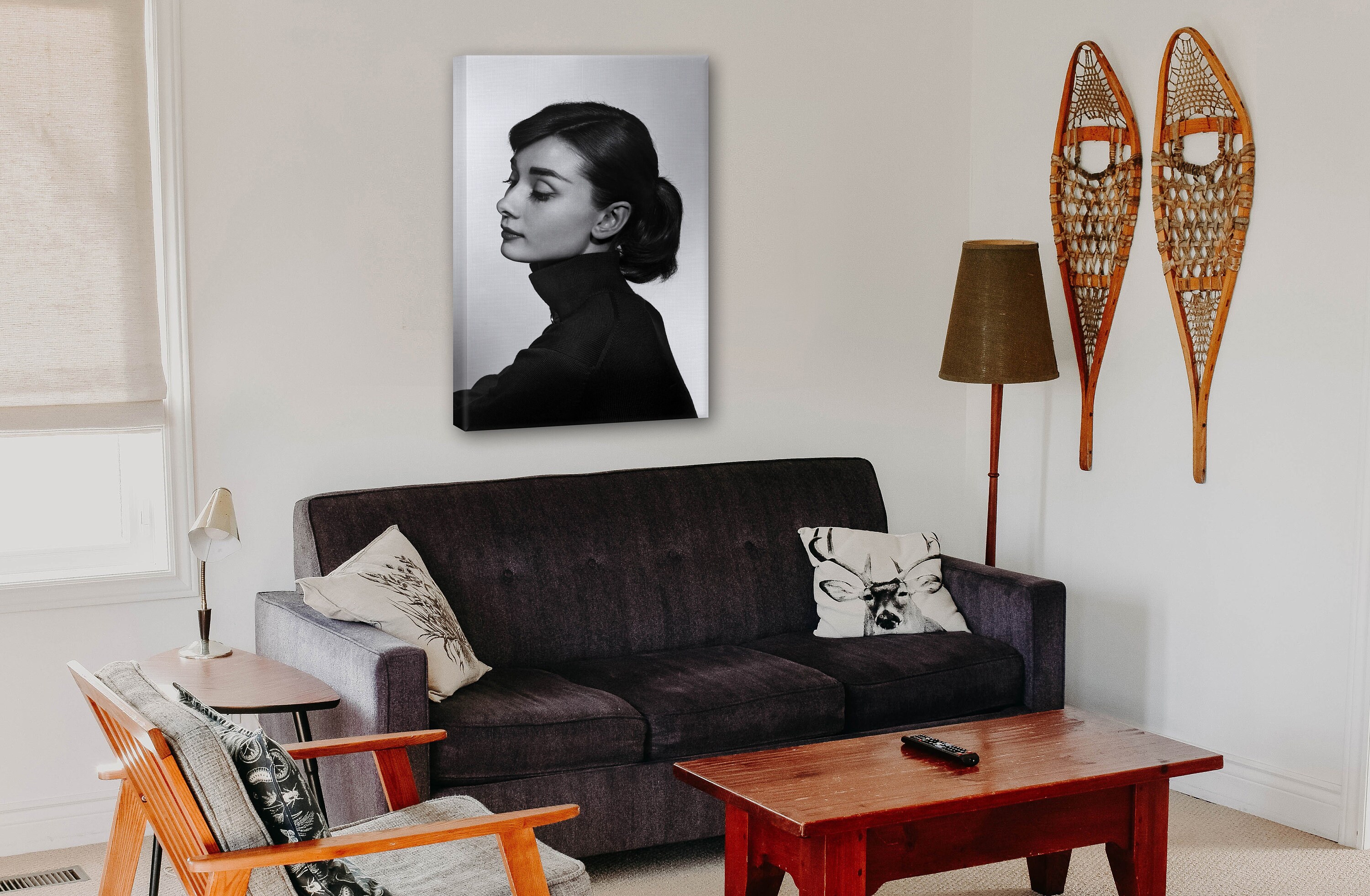 Audrey Hepburn Canvas Wall Art, Audrey Hepburn Black and White Canvas Wall Decor