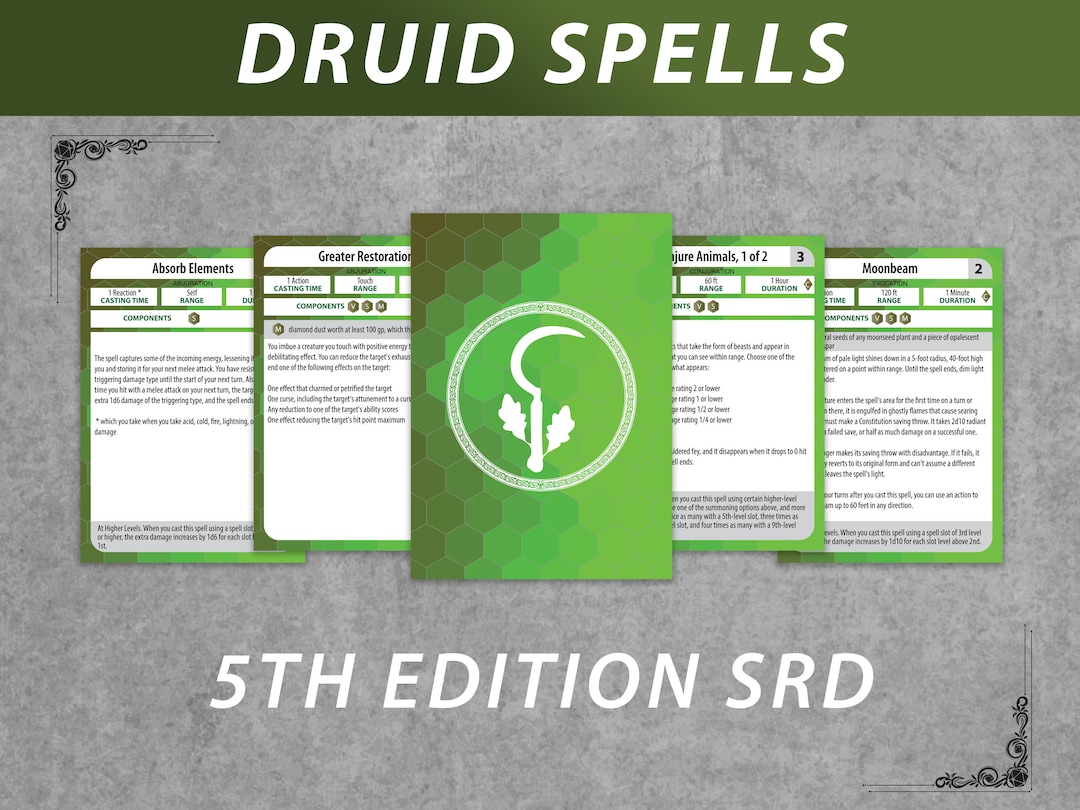 Dnd Accessories, Druid Spell Cards, Custom Playing Cards, Spell Book
