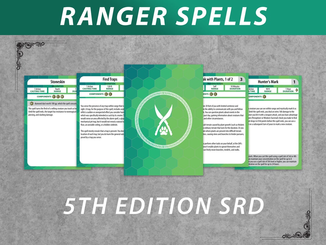 Dnd Accessories, Ranger Spell Cards, Custom Playing Cards, Spell Book